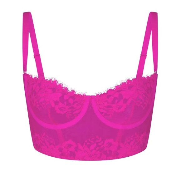 SKIMS Lace Unlined Balconette Corset - Fuchsia 2x - Picture 5 of 11